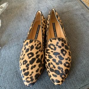 Veronica Beard Griffin Leopard Real Calf Fur Loafers